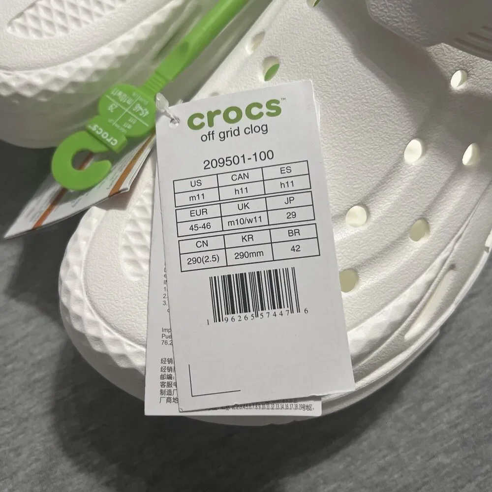 NWT Crocs Off Grid Clog - White Mens 11 Streetwear Comfort Shoes
